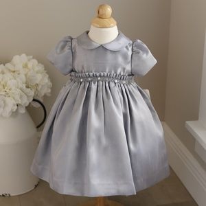 Silver Dress Size 9/12 Months Smocked Boutique Luli & Me Formal Flower Girl NWT